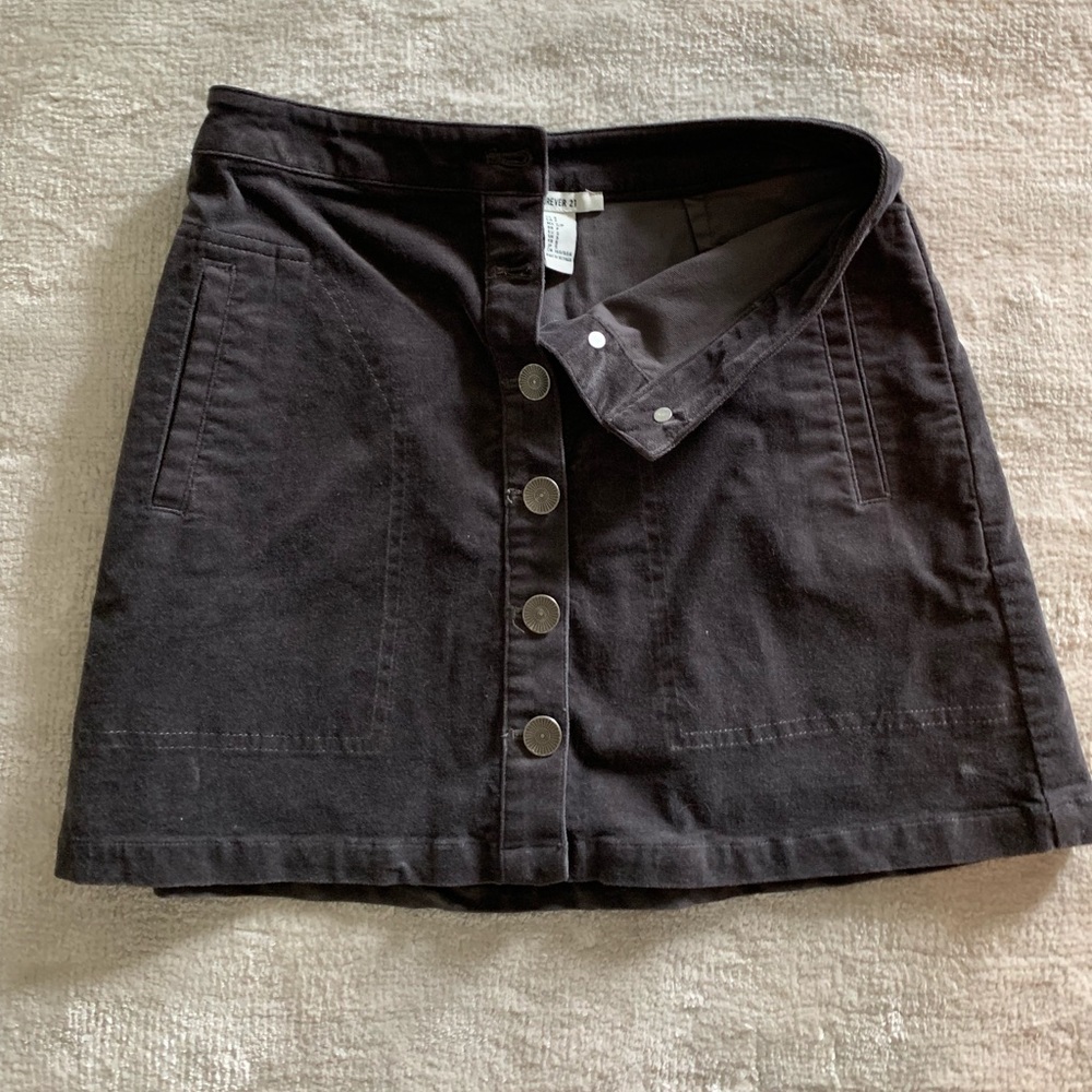 Button corduroy mini skirt